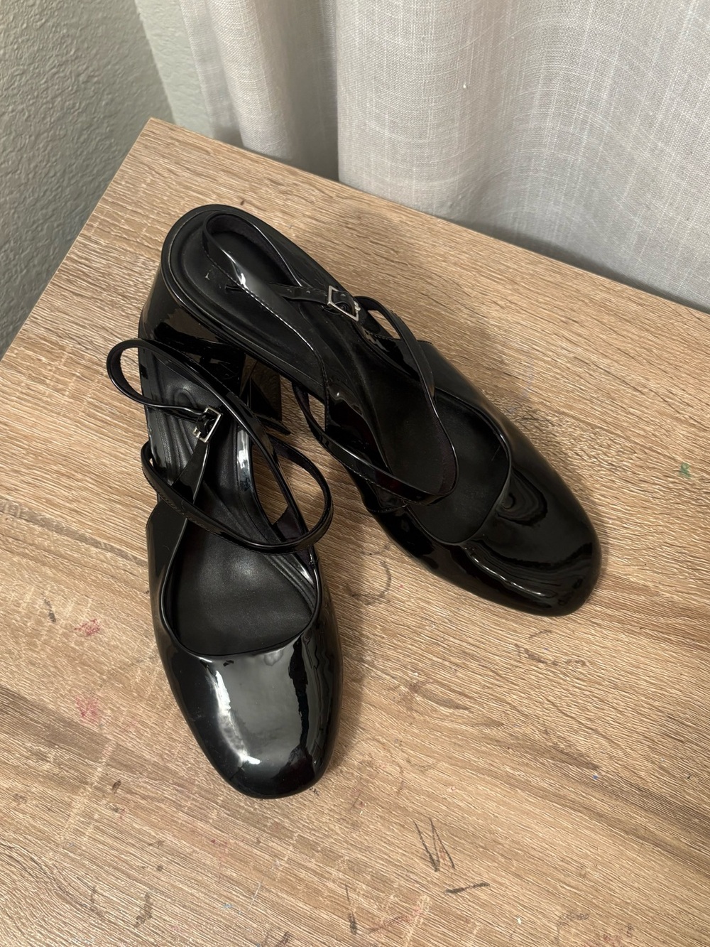 Zara Black Patent Slingback Heels
